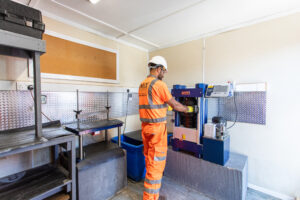 quality control with our concrete - in the testing lab testing a batch